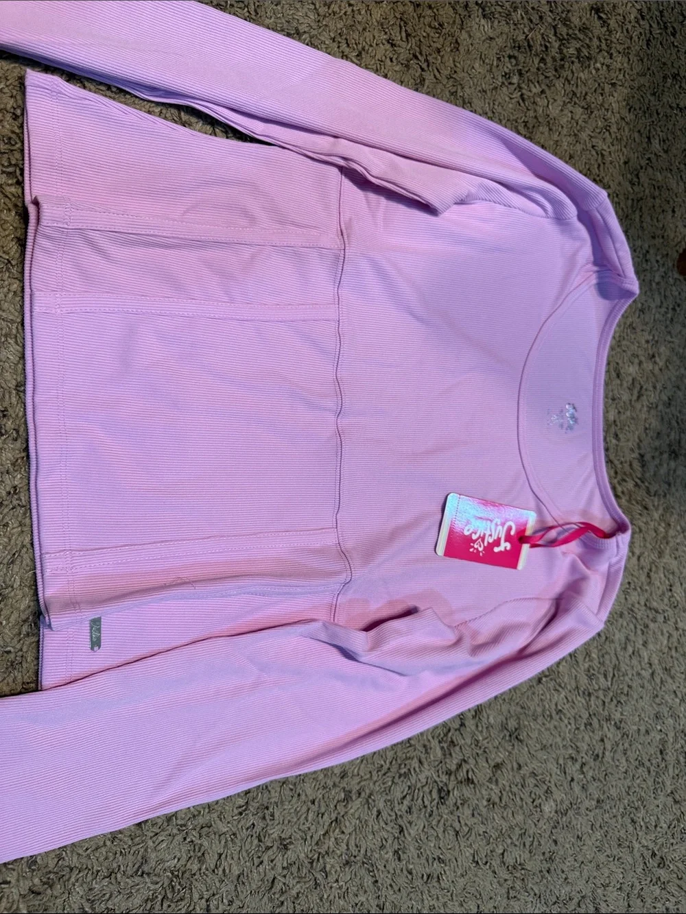 Justice Long Sleeve Light Pink Scoop Neck Top